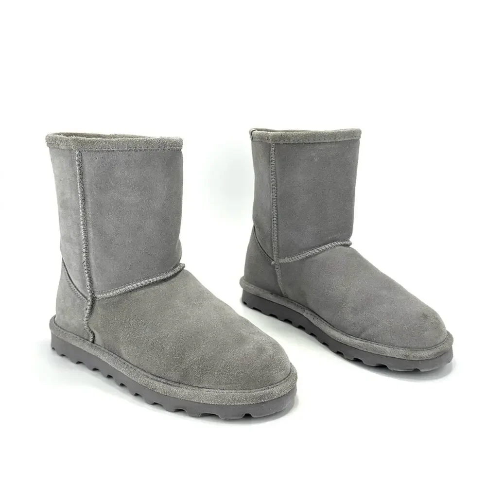 BearPaw Elle Big Girls Winter Boot Size 5 Gray Suede Wool Waterproof Short Boot